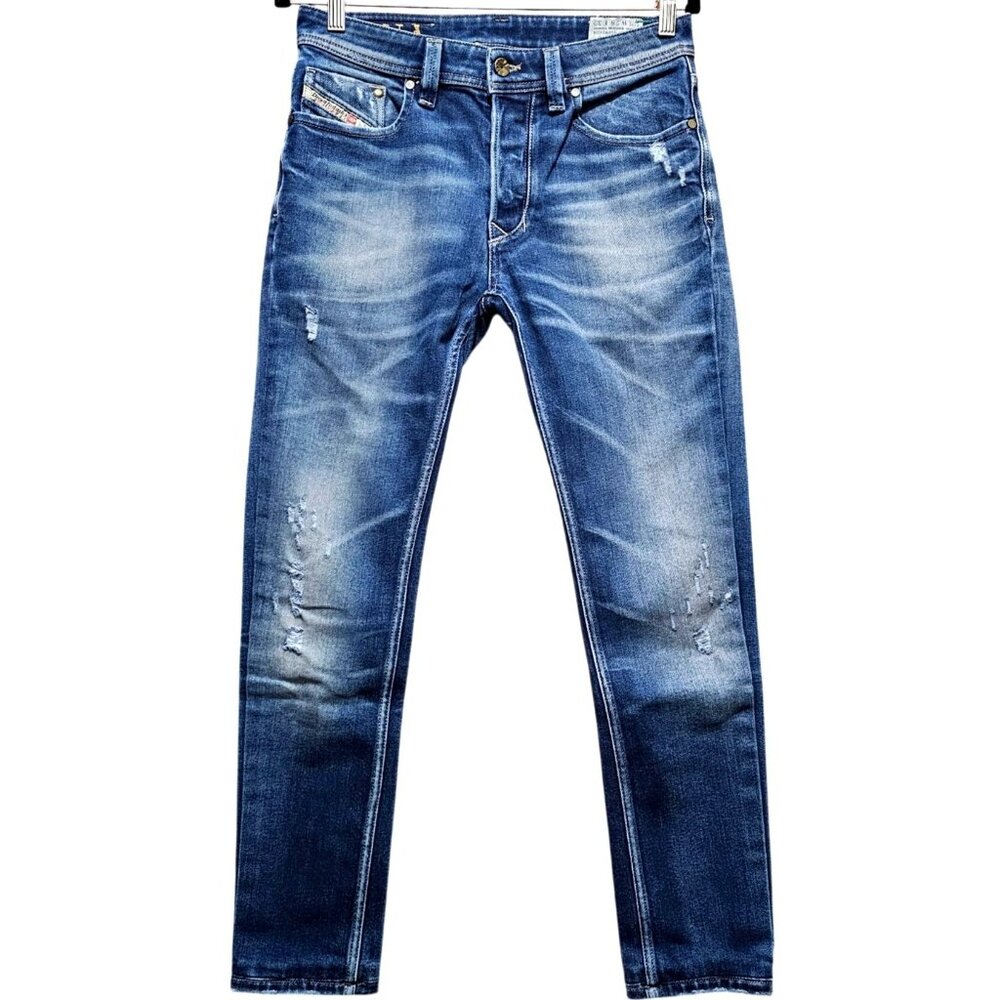 Diesel Men's Distressed Blue Jeans 28x32 Straight Fit Larkee Wash 0808R Stretch - Picture 2 of 16